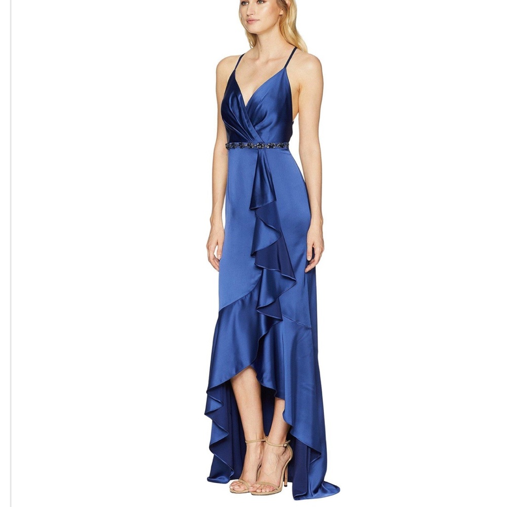 Adrianna Papell Cascade Ruffle Satin